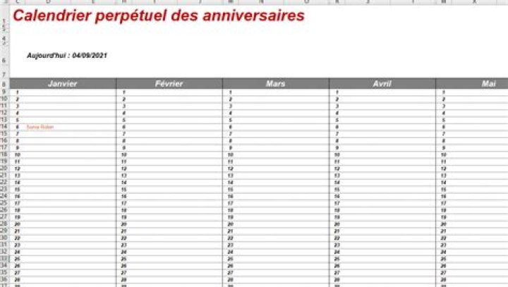 Calendrier des anniversaires Excel : gratuit et pratique !