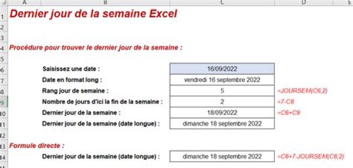 Excel dernier jour de la semaine : comment le trouver ?