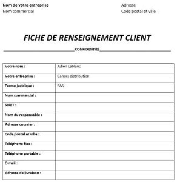 Modèle fiche ouverture compte client : une trame adaptée