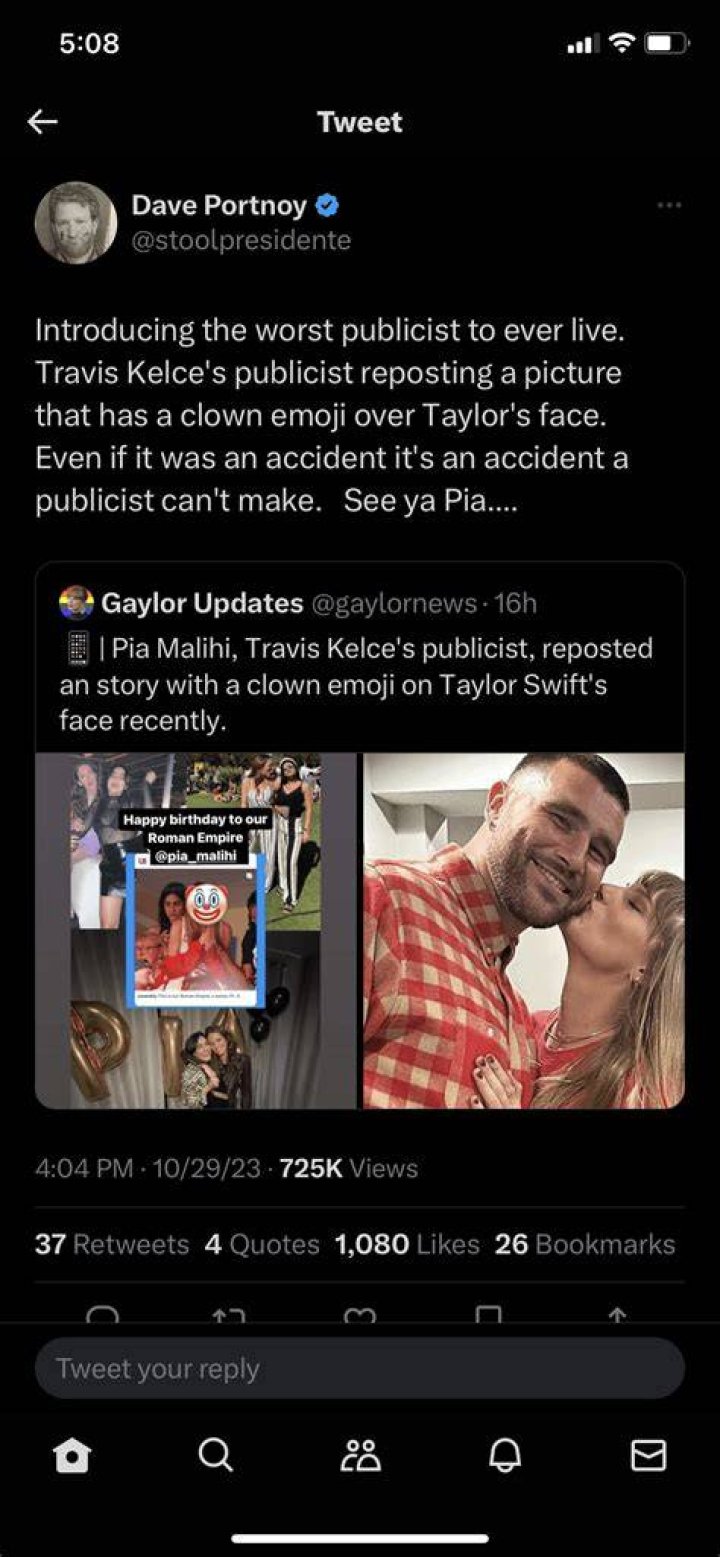 Travis Kelce's publicist Pia Malihi in PR trouble over Instagram post clowning Taylor Swift